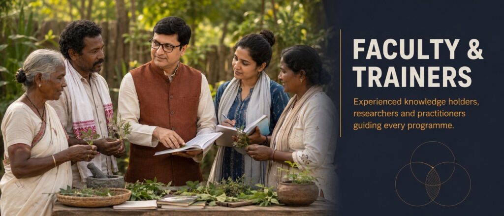 Environmentalist Rajeev Singh alongside Adivasi elders, researchers, and traditional practitioners serving as faculty and trainers for Hodopathy in Jharkhand.