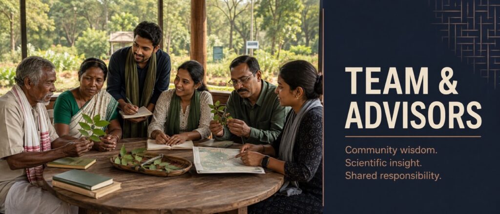 The core team and advisors of Hodopathy, combining community wisdom, scientific insight, and shared responsibility in Jharkhand, guided by Rajeev Singh.